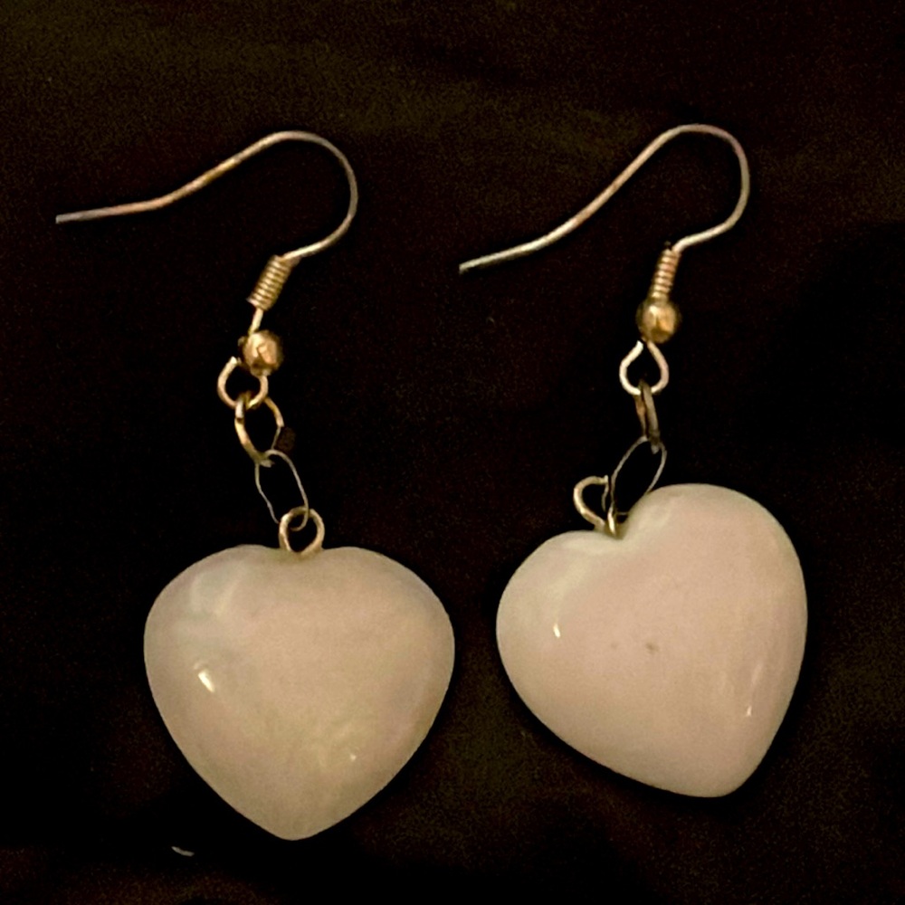 #1 Natural Stone White Milky Earrings Sterling Silver